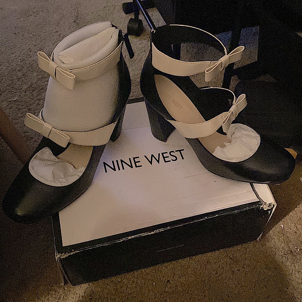 Nine West Black Dannell Double Strap Pump